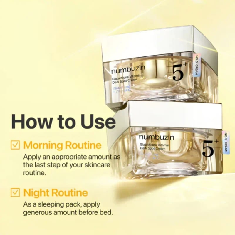 numbuzin No.5+ Glutathione Vitamin Dark Spot Cream 50ml | Niacinamide + Glutathione | Brightening & Dark Spot Care 4