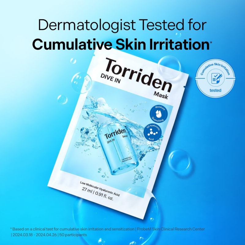 TORRIDEN DIVE IN Low Molecular Hyaluronic Acid Mask 27ml – Hydrating & Soothing Sheet Mask for Dry, Sensitive Skin 4