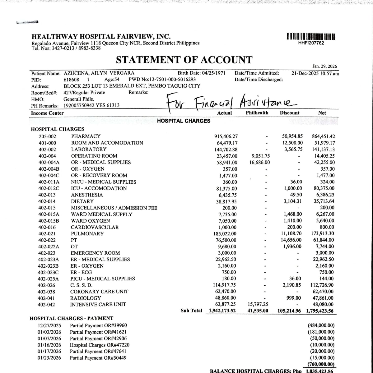 Medical Assistance for my Mother Ailyn Azucena - Image 1