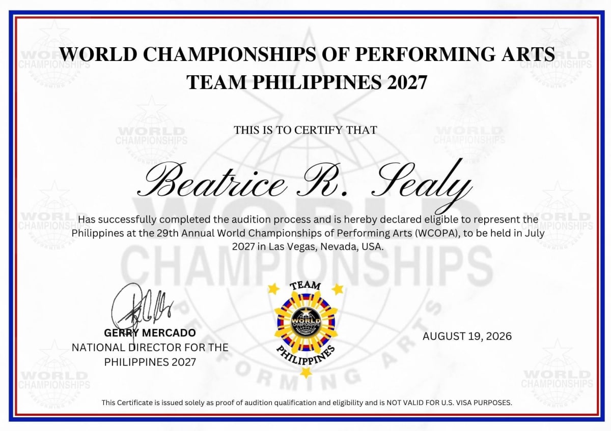 Help Beatrice Sealy Represent the Philippines at WCOPA 2027! - Image 1