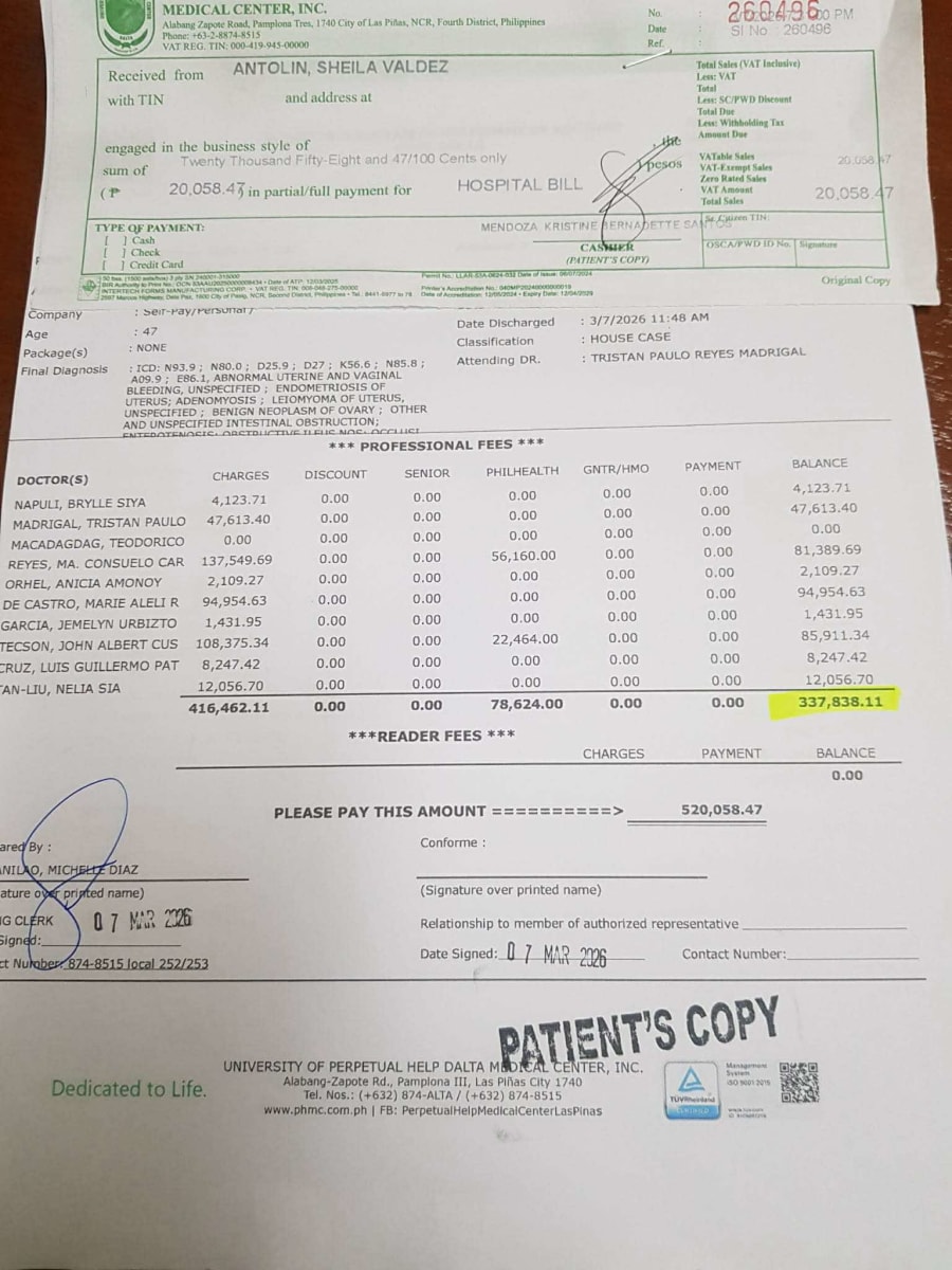 For my hospital bill. . just got an operation last March. And still  I have my balance  - Image 1
