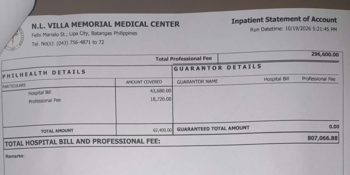 Help Rica's hospital bill and doctor's fee to be paid