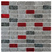 Silver Grey Natural-Glass Red Black Quartzite With Glass Silver Grey Natural-Glass Red Black Quartzite With Glass
