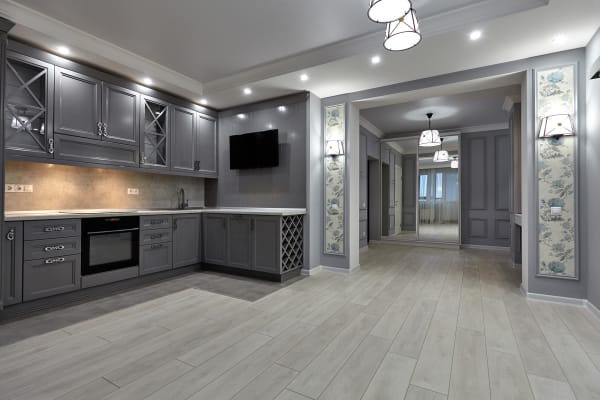 Luxury vinyl greige flooring Calgary, AB