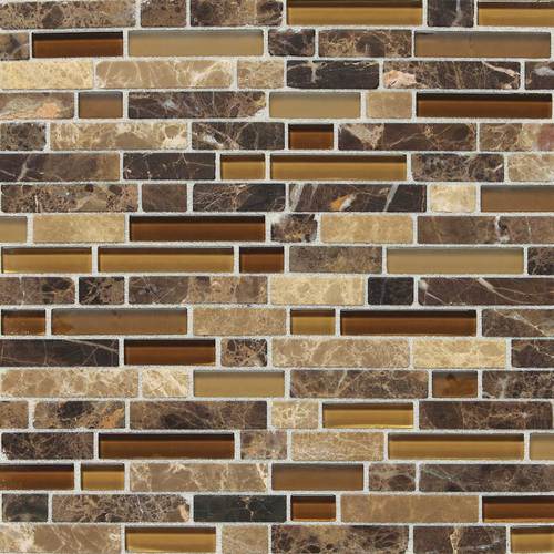 Stone Radiance 12 x 12 Random Mosaic Tile Blend in Caramel Travertine