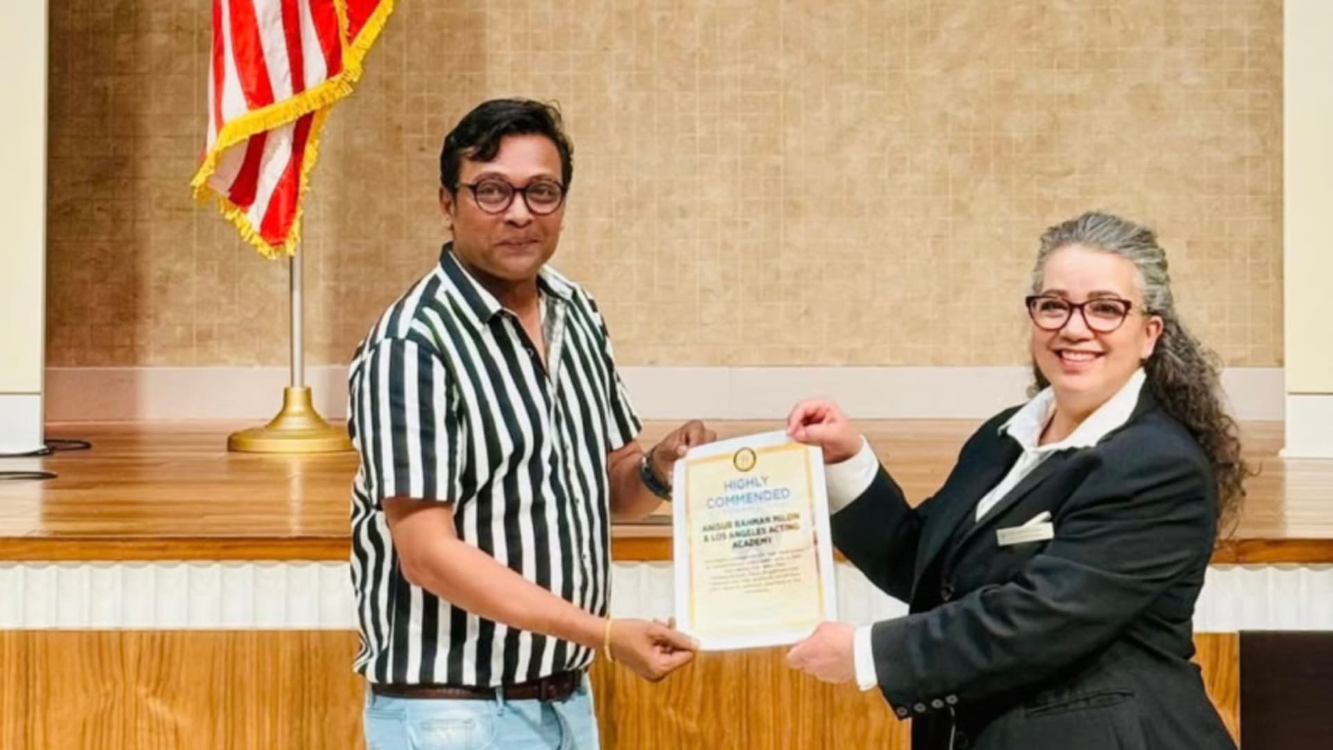 Anisur Rahman Milon Honoured with Humanitarian Award in the US