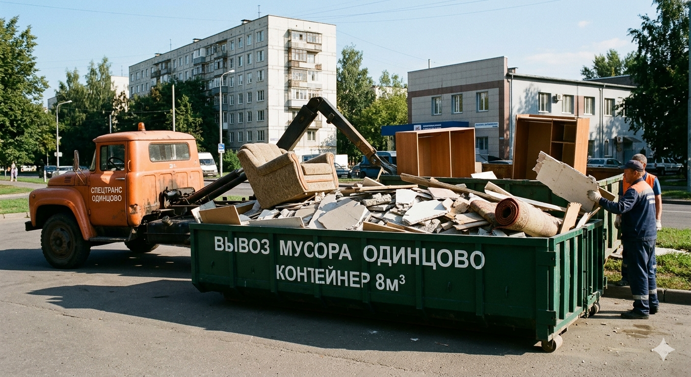 Вывоз мусора контейнер Одинцово с погрузкой грузчиками