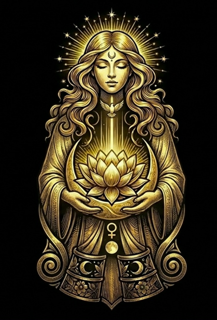 Карта с изображением женщины с цветком