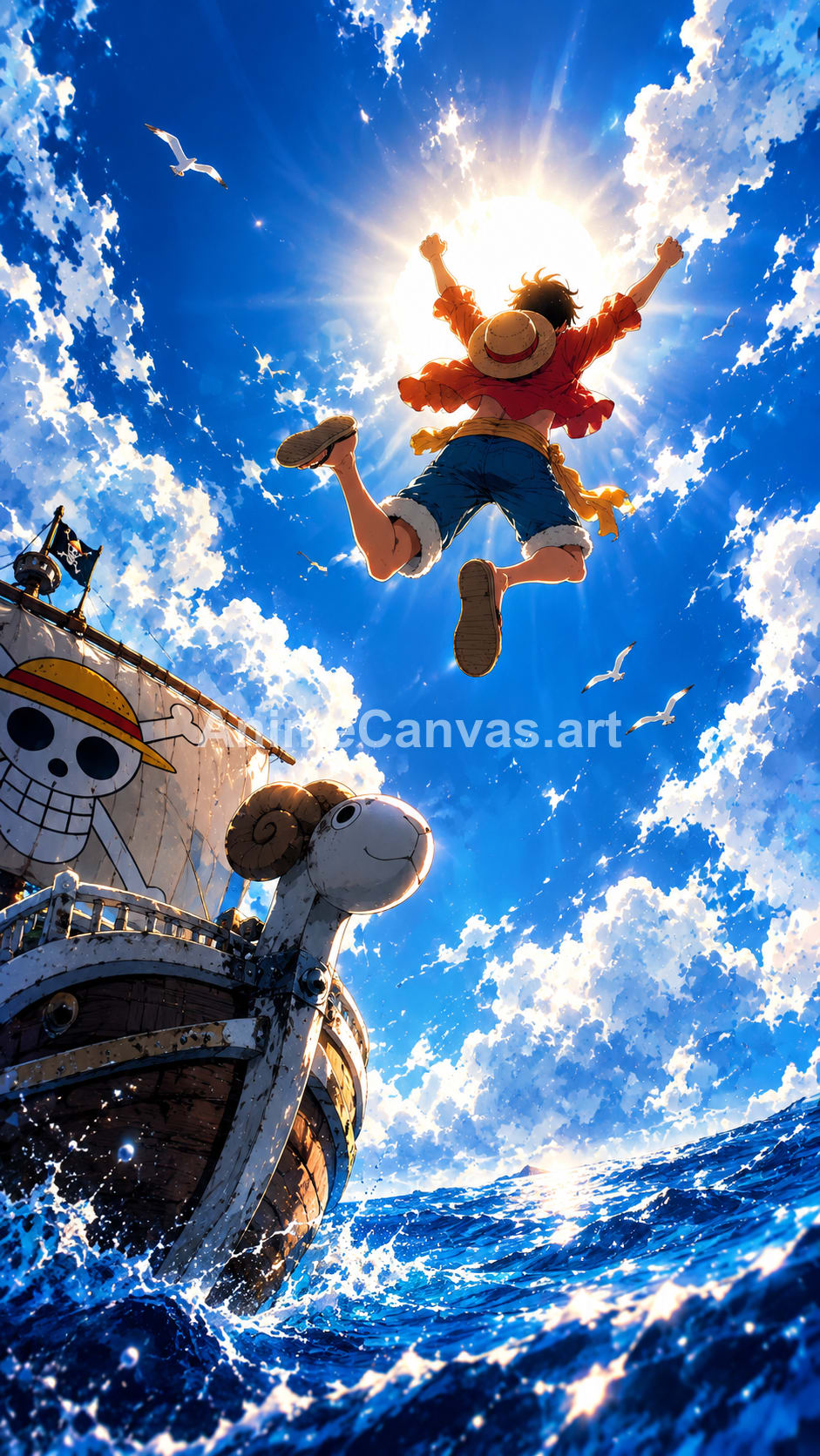 Monkey D. Luffy Jumping Towards The Sun - One Piece - One Piece Monkey D. Luffy Wallpaper HD