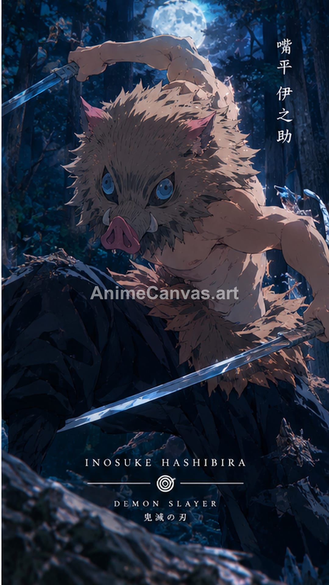 Inosuke Hashibira Moonlit Forest Demon Slayer Phone Wallpaper - Demon Slayer Inosuke Hashibira Wallpaper HD