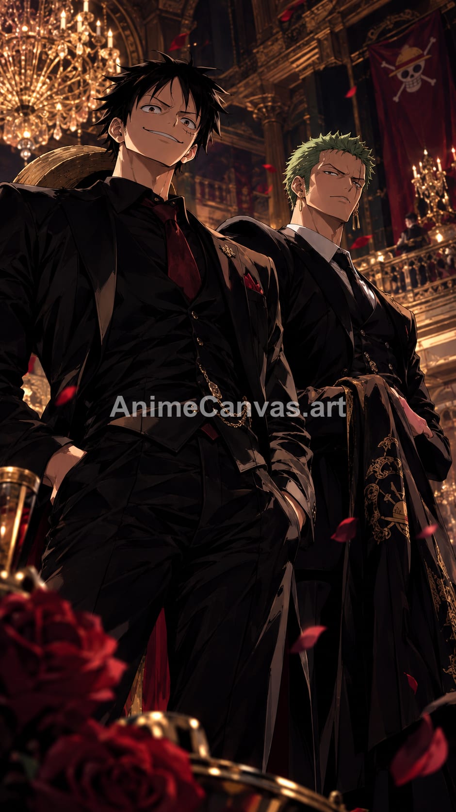 Luffy & Zoro in Elegant Black Suits | One Piece Wallpaper - One Piece Monkey D. Luffy, Zoro Wallpaper HD