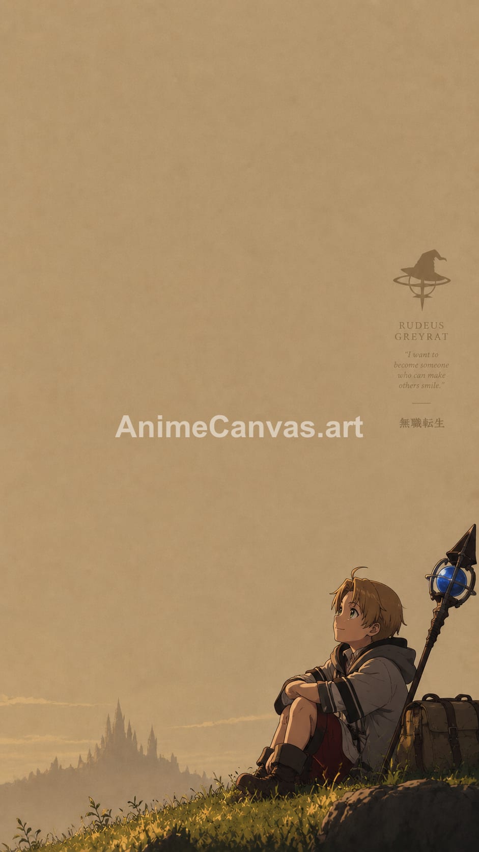 Rudeus Greyrat Sitting on Hill Mushoku Tensei Phone Wallpaper - Mushoku Tensei: Jobless Reincarnation Rudeus Greyrat Wallpaper HD