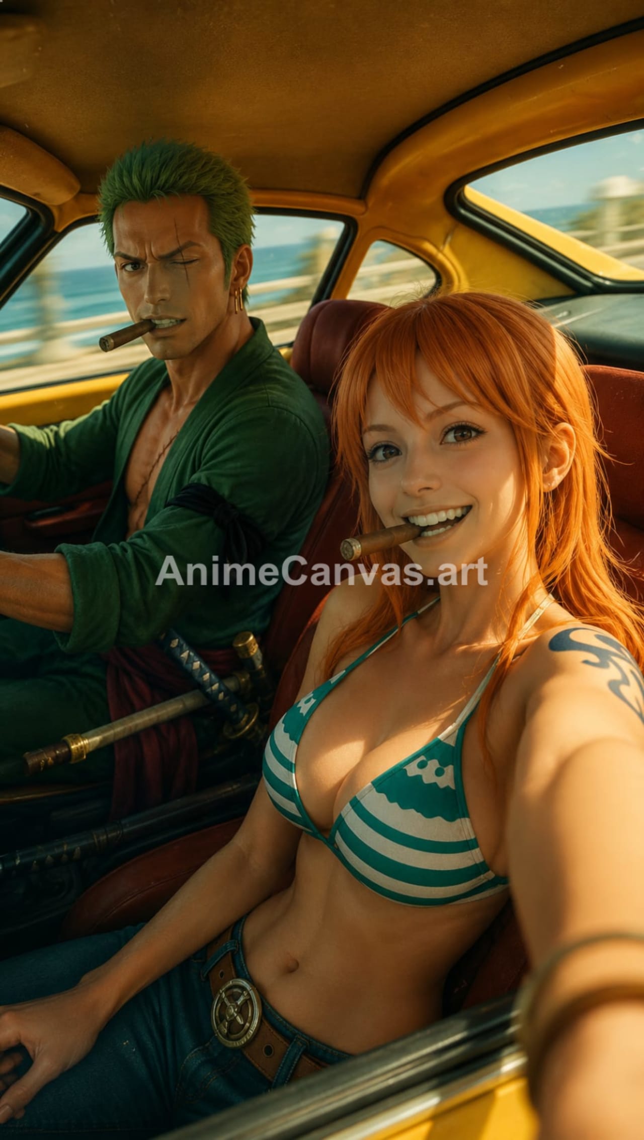 Zoro wallpaper, Nami wallpaper, One Piece wallpaper HD, anime car wallpaper, anime selfie wallpaper, Zoro driving wallpaper, Nami selfie wallpaper, One Piece mobile background, anime duo wallpaper, aesthetic anime wallpaper, Straw Hat Pirates wallpaper, cool anime car scene, HD anime phone wallpaper