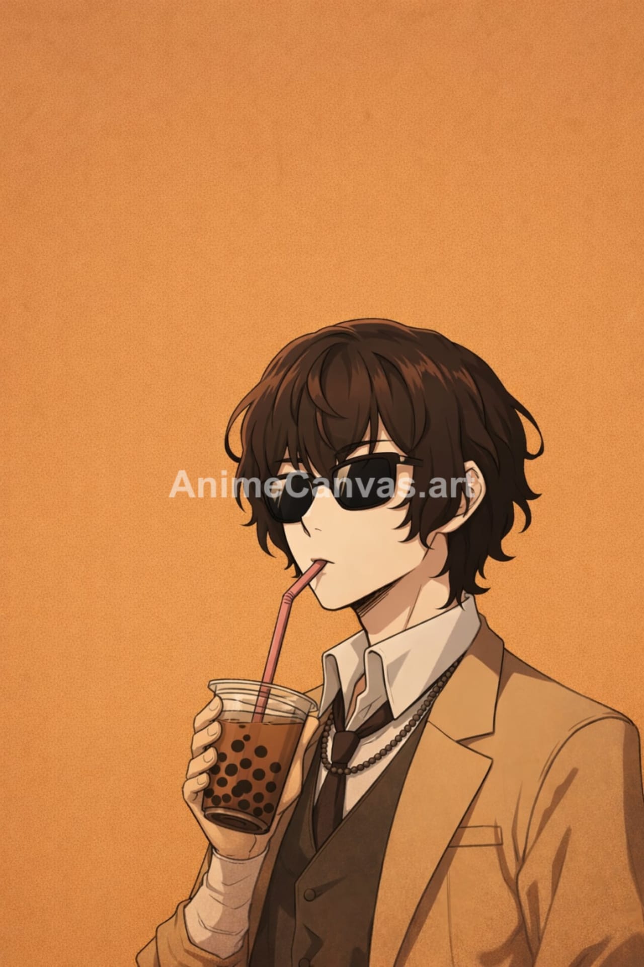 Dazai - Drinking Boba anime wallpaper, mobile HD, fan-made