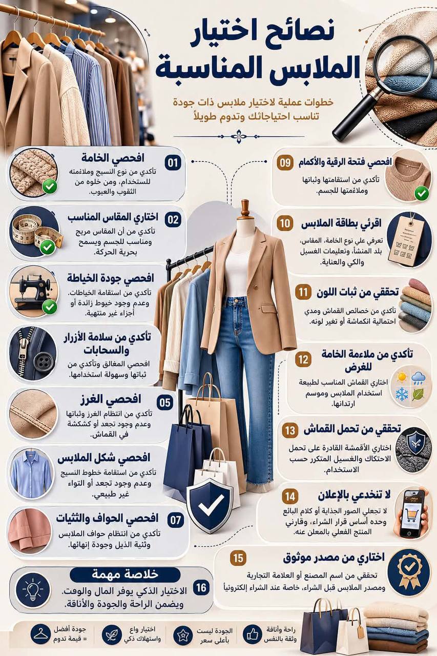 نصائح اختيار الملابس