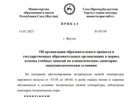 Школьников Якутии перевели на дистанционное обучение из-за климатических условий