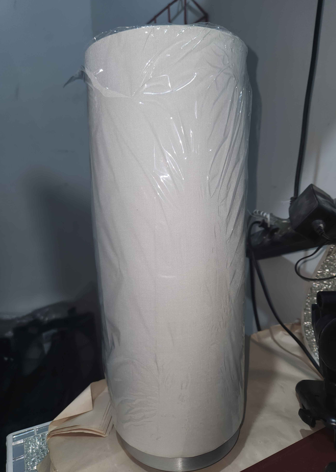 Lampe de Table Cylindrique Moderne I-Glow avec Abat-jour en Tissu Blanc