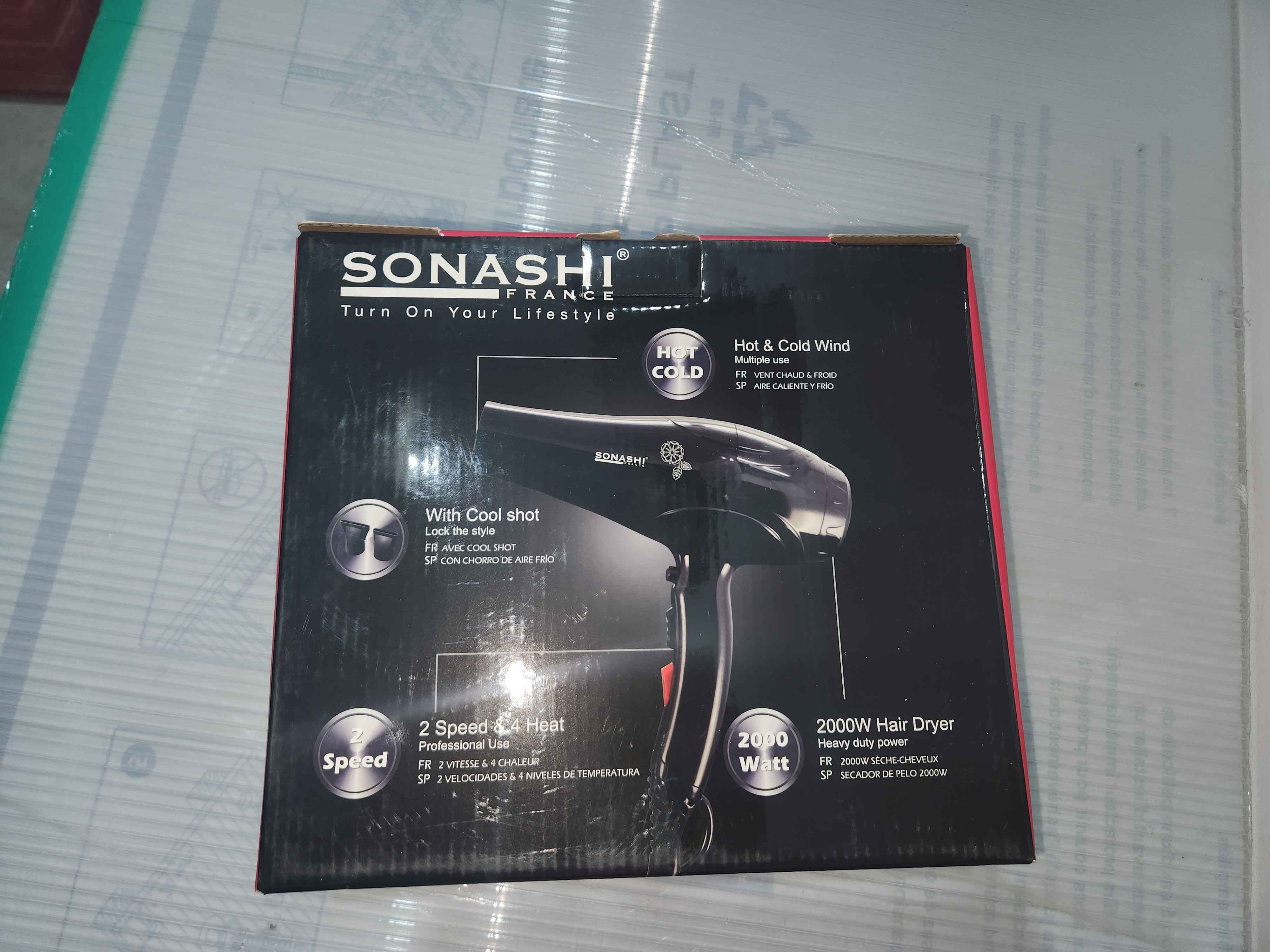 Sèche-cheveux Professionnel Sonashi 2000W - 2 Vitesses & 4 Températures