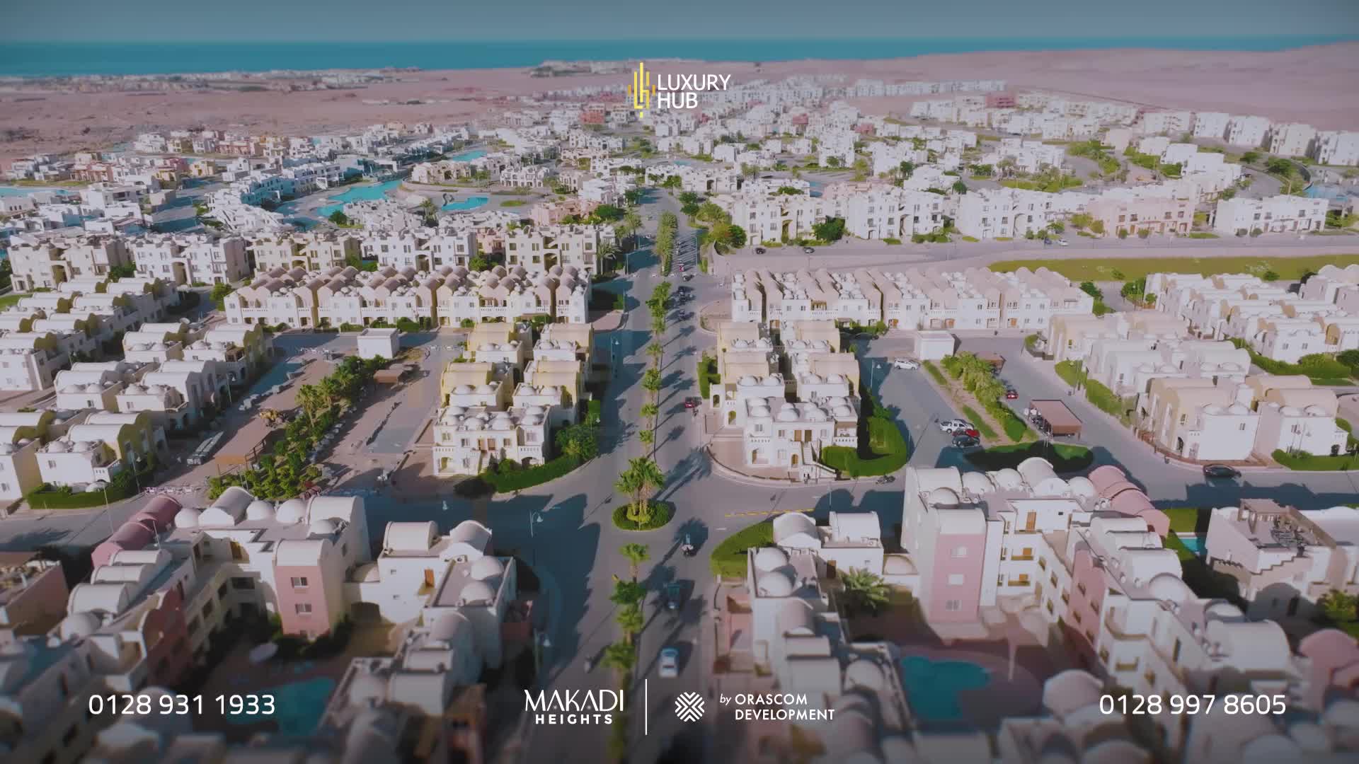 Aerial drone view of Makadi Heights development, Red Sea