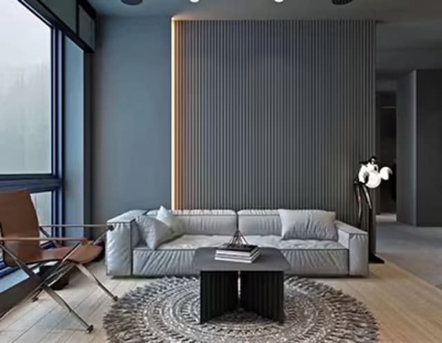 Charcoal Ribbed Wall