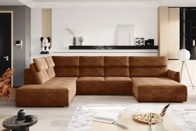 Brown U Shaped Sofa
