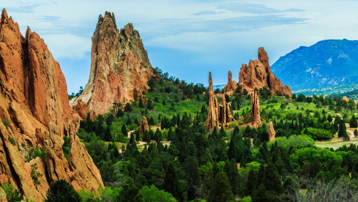 Garden of the Gods with beautiful landscapes and rocks.