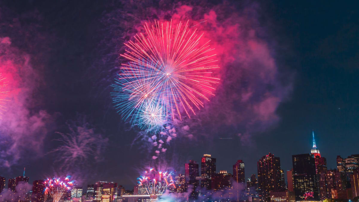 4th of July fireworks in New York City.