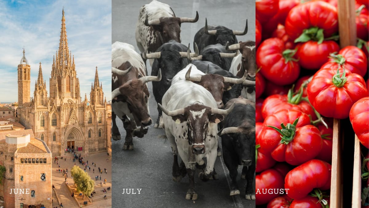 A church in Barcelona, Bulls in Pamplona and Tomatoes in Bunol