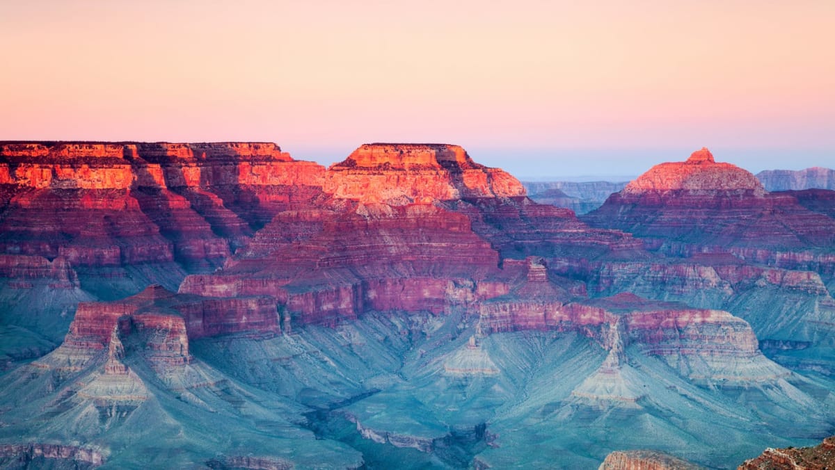 Sunrise view of the Grand Canyon. 