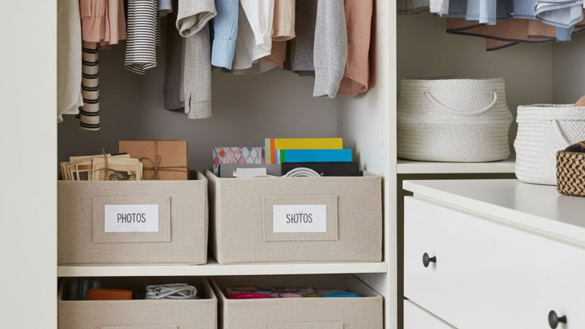 Repurposed Cardboard Boxes with Labels