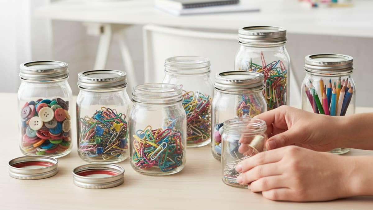 Mason Jar Storage for Small Items
