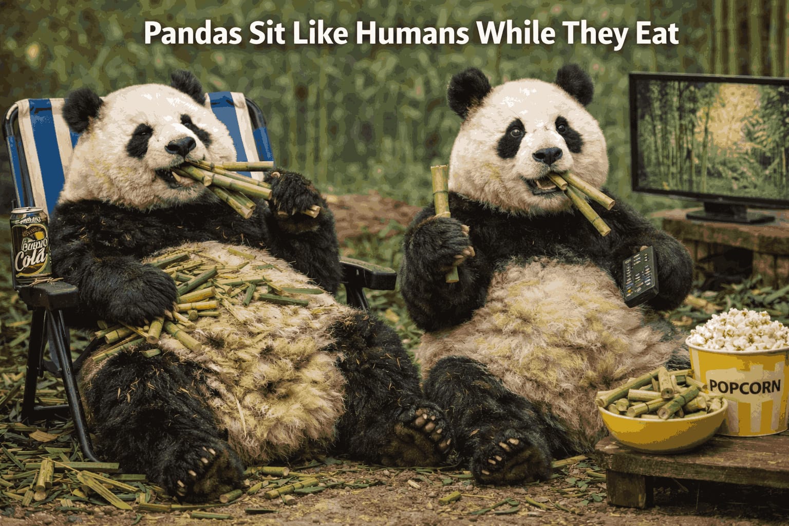 Pandas Sit Like Humans While They Eat