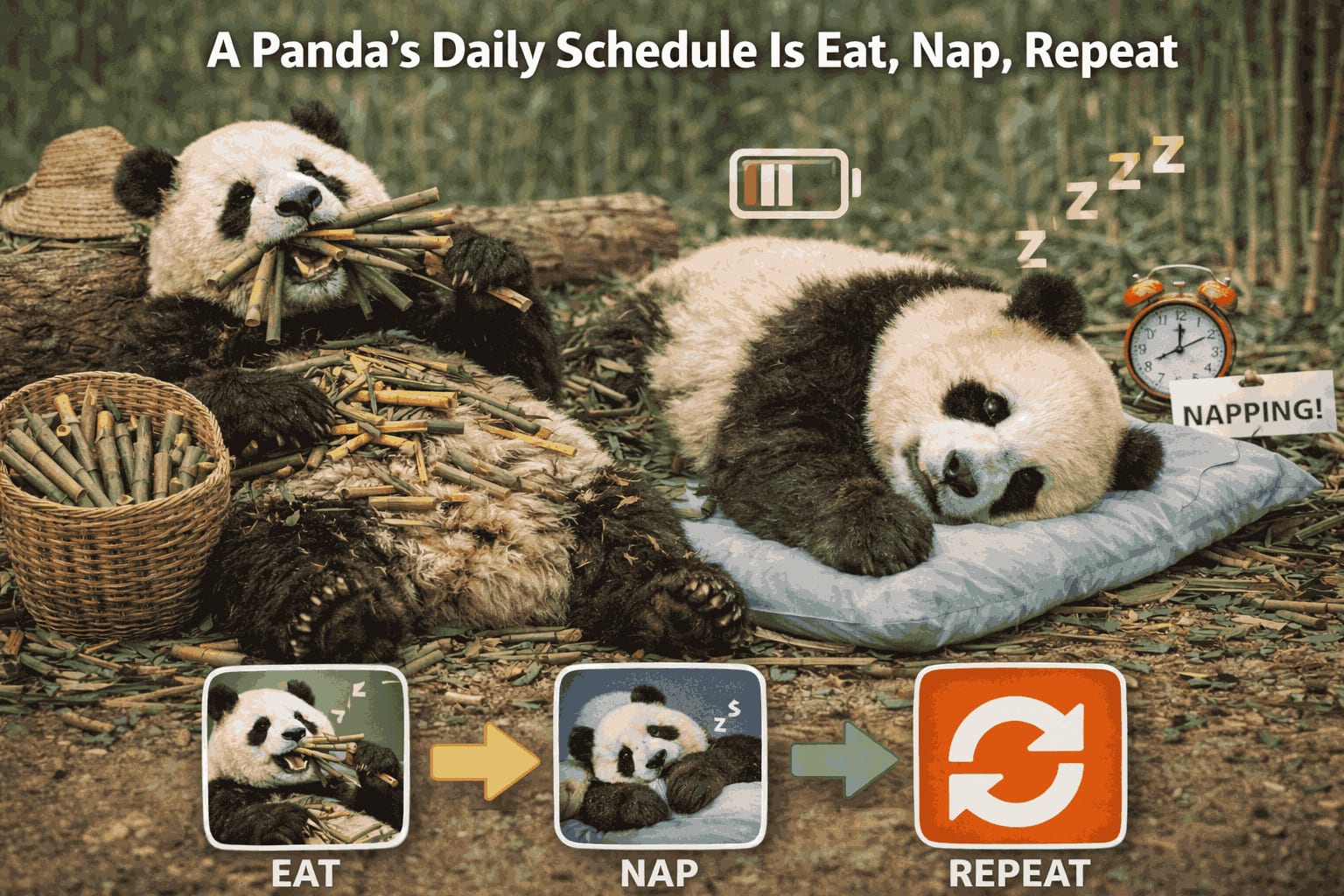A Panda’s Daily Schedule Is Eat, Nap, Repeat
