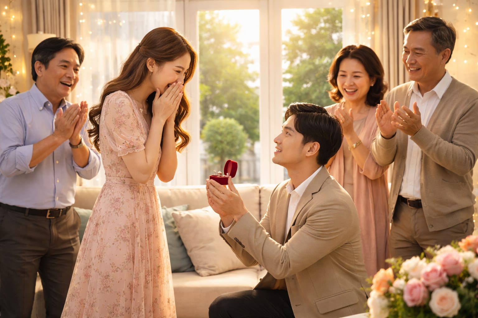 Proposal in Front of Family