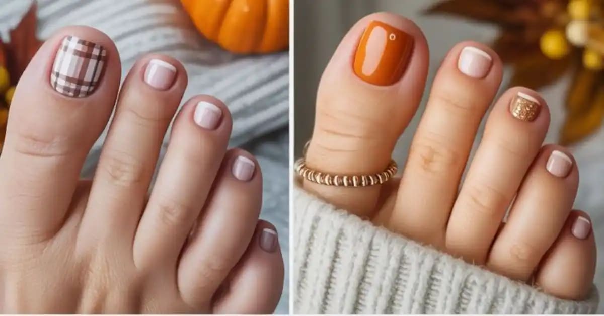 Fall Toe Nail Designs That Match Cozy Footwear
