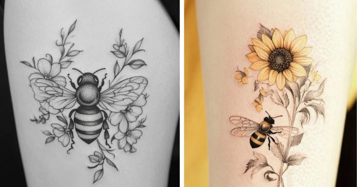 Tiny Bee Tattoos Showing Loyalty and Hard Work