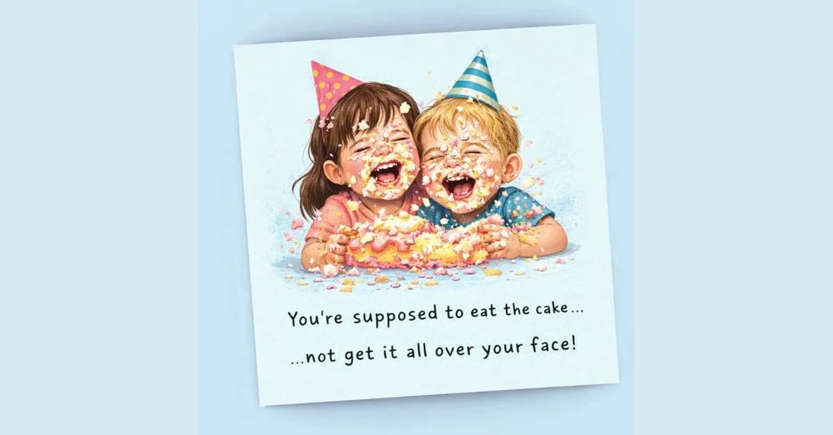 Card That Laughs at Your Cake-Smash Moments Hilariously