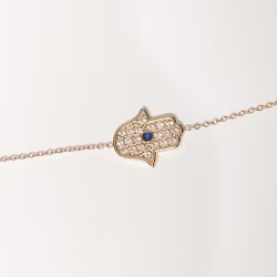 Hamsa Protective Hand, Everyday Bracelet (Rose or White) - Thumbnail 2