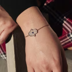 Hamsa Protective Hand, Everyday Bracelet (Rose or White) - Thumbnail 5