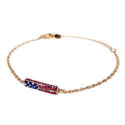 American Flag Crystal, Everyday Bracelet (Rose or White) - Thumbnail 4