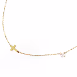 Sparkle and Cross, Everyday Necklace (Rose, Yellow or White) - Thumbnail 6
