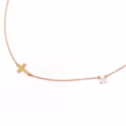 Sparkle and Cross, Everyday Necklace (Rose, Yellow or White) - Thumbnail 11
