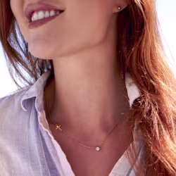 Sparkle and Cross, Everyday Necklace (Rose, Yellow or White) - Thumbnail 14