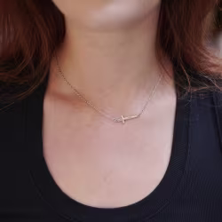 Sideways Cross, Everyday Necklace (Rose, Yellow or White) - Thumbnail 9