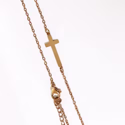 Sideways Cross, Everyday Necklace (Rose, Yellow or White) - Thumbnail 12