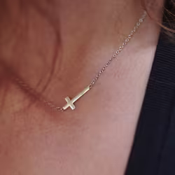 Sideways Cross, Everyday Necklace (Rose, Yellow or White) - Thumbnail 10