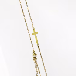 Sideways Cross, Everyday Necklace (Rose, Yellow or White) - Thumbnail 2