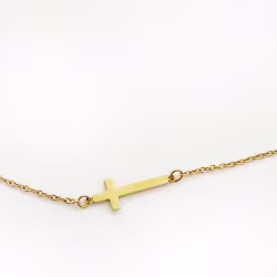 Sideways Cross, Everyday Necklace (Rose, Yellow or White) - Thumbnail 1
