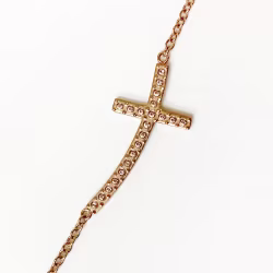 Sparkle Sideways Cross, Everyday Necklace (Rose or White) - Thumbnail 5