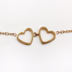 Heart Couple, Everyday Necklace (Rose, Yellow or White) - Thumbnail 1